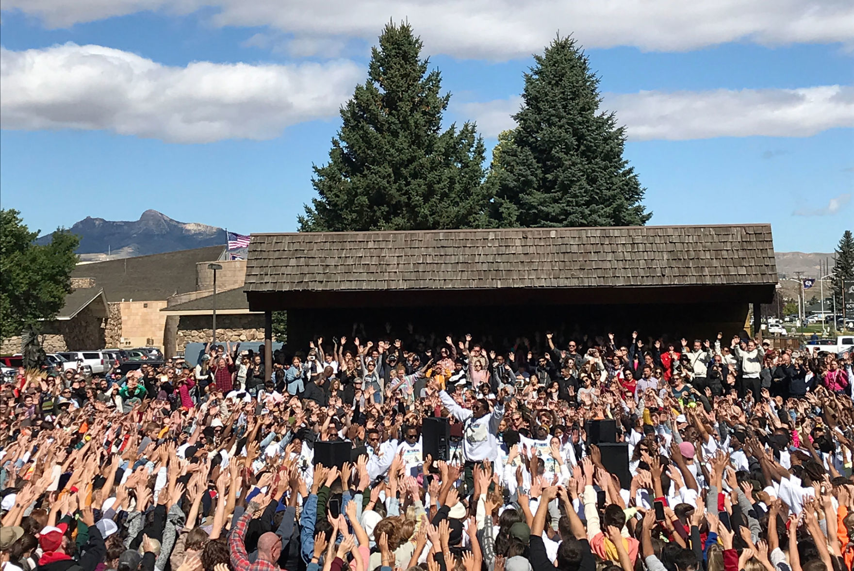 Crowds at Kanye's Sunday Service in Cody